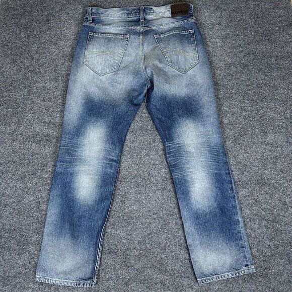Express Blake Jeans Men 33x32 (36x30) Blue Loose Fit Straight Leg Bleached Adult - Picture 4 of 8